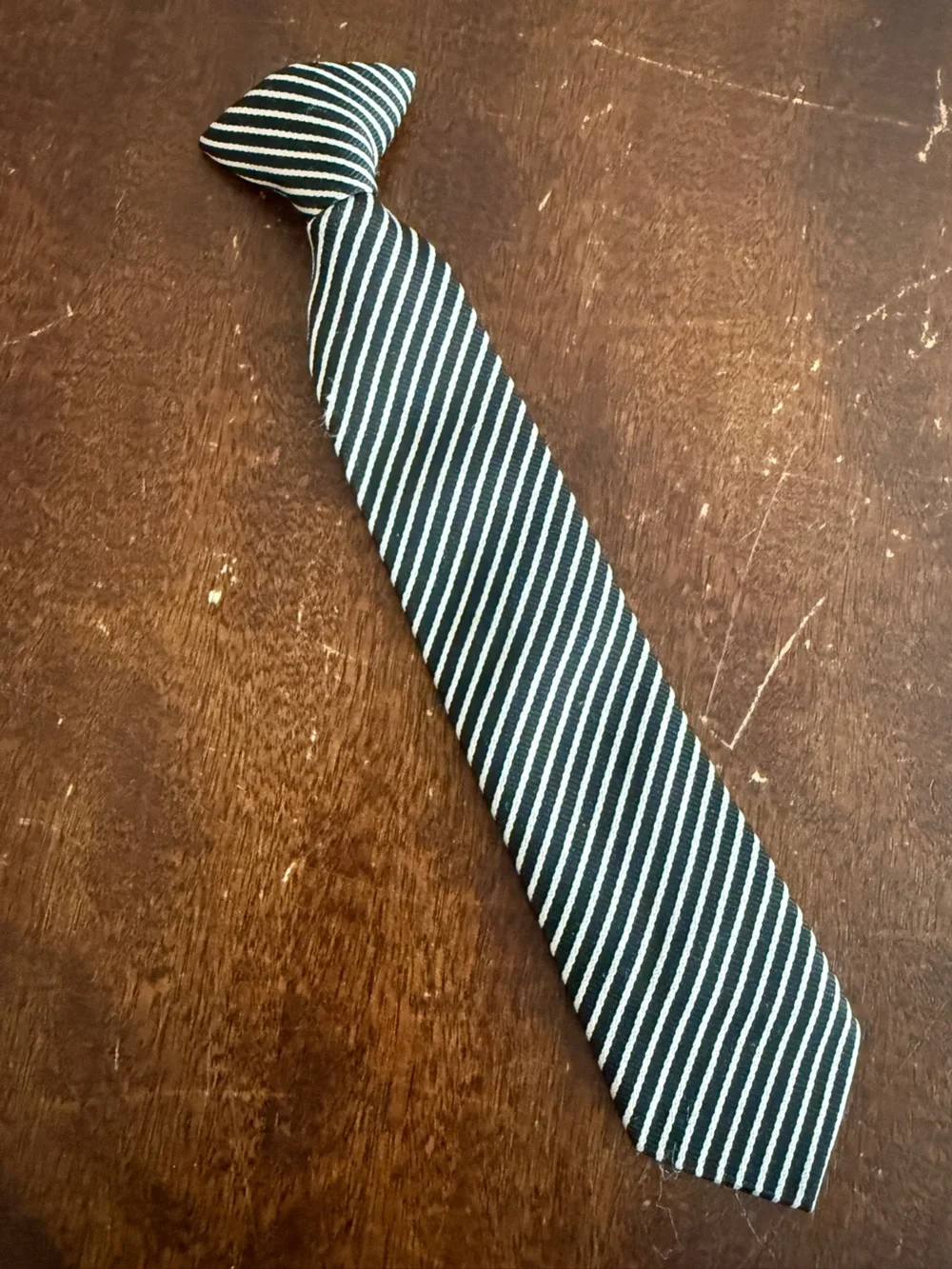 Set of 2 Boys Striped Black and White Tie + Dark/Light Blue Stripes Ties 4-6yo